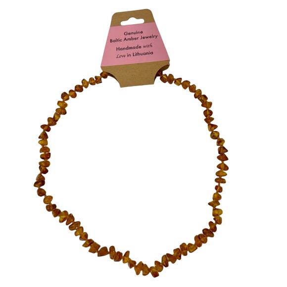 Baltic Amber Necklace Knotted Golden Light Brown Color Polished (N253) - Picture 1 of 6